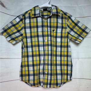 Wrangler Boys Yellow Plaid Short Sleeve Shirt / Size M (8) / Sku0094